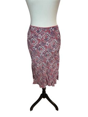 Angie Red Paisley Midi Skirt